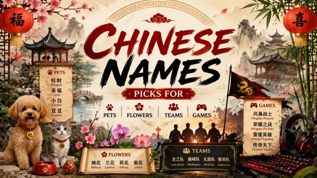 Chinese Names Picks for Pets, Flowers, Teams & Games